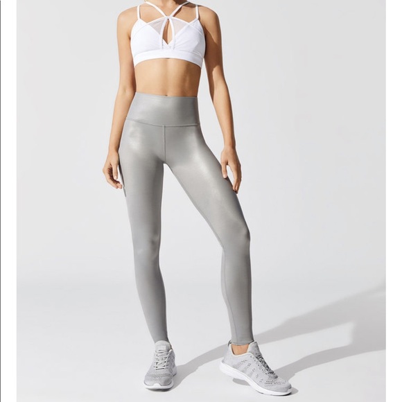 ALO Yoga Pants - NEW • Alo Yoga • Shine High Waist Legging Silver L
